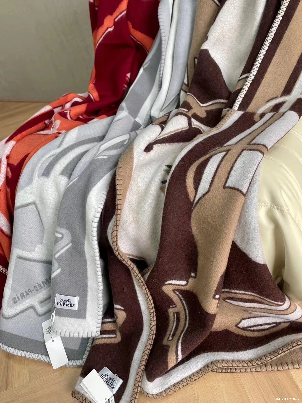 HERMES BLANKET TATERSALE WOOL THROW 0804